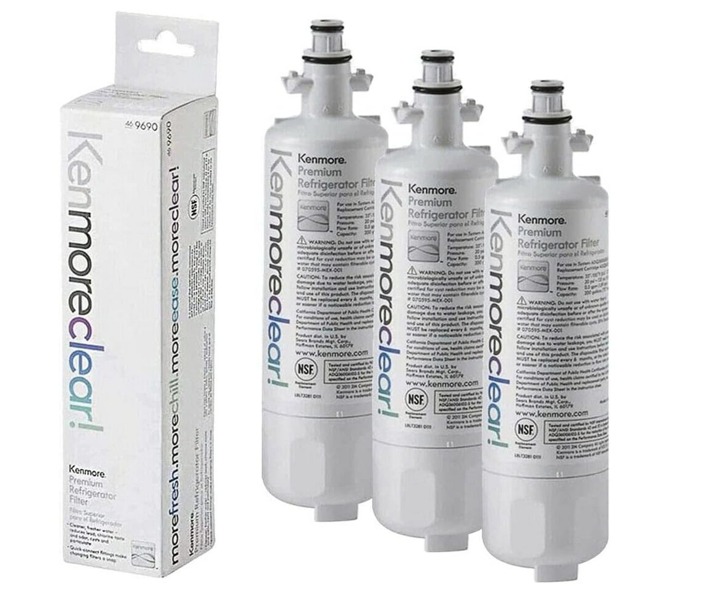 9690 Water Filter Replacement Compatible Models with Kenmore Elite 795,46-9690,WF700,RFC1200A,LFXS32766S,Compatible with LG LT700P,ADQ36006101,ADQ36006102